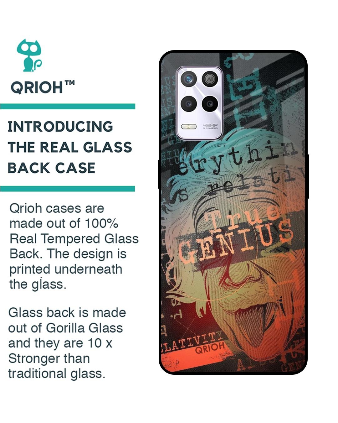 Shop True Genius Typography Premium Glass Cover for Realme 9 5G (Shock Proof, Scratch Resistant)-Back