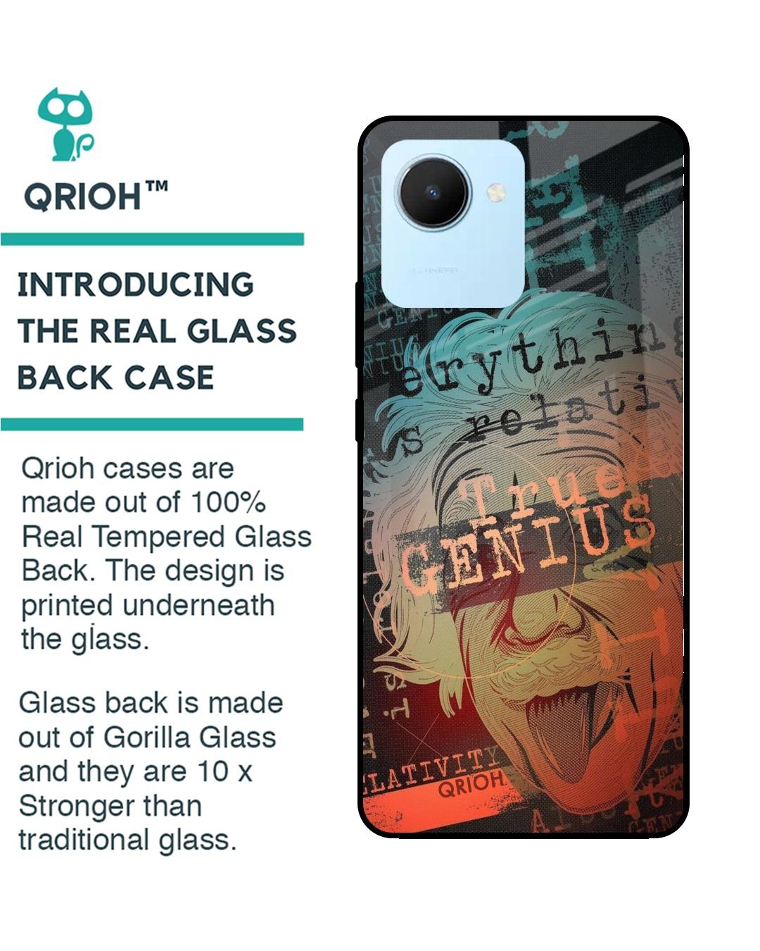 Shop True Genius Typography Premium Glass Cover for Realme C30 (Shock Proof, Scratch Resistant)-Back