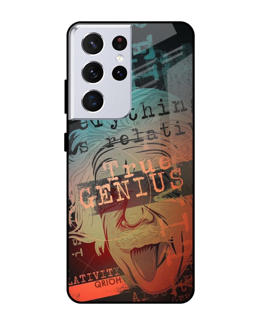 Shop True Genius Typography Premium Glass Cover For  S21 Ultra(Impact Resistant-Back