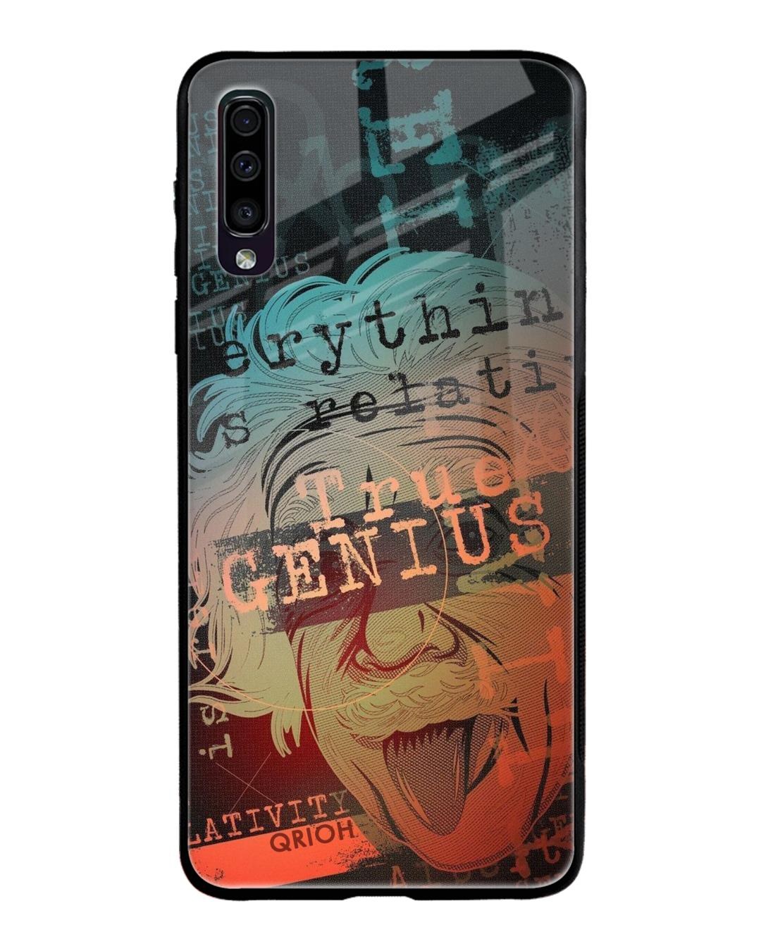 Shop True Genius Typography Premium Glass Cover For Samsung Galaxy A70(Impact Resistant, Matte Finish)-Back