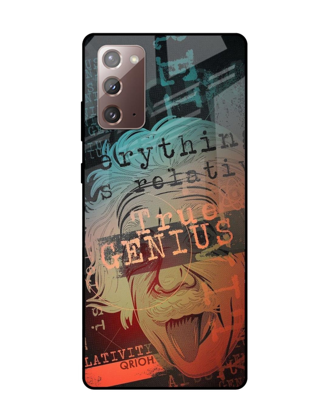 Shop True Genius Typography Premium Glass Cover For Samsung Galaxy Note 20(Impact Resistant-Back