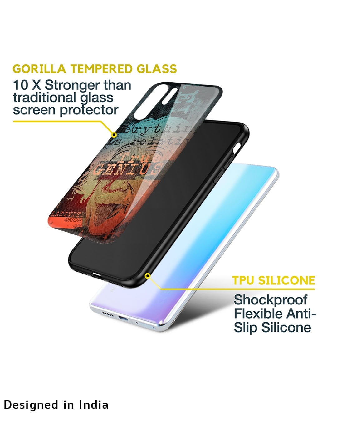 Shop True Genius Typography Premium Glass Cover For Xiaomi Redmi 10 Prime(Impact Resistant, Matte Finish)-Design