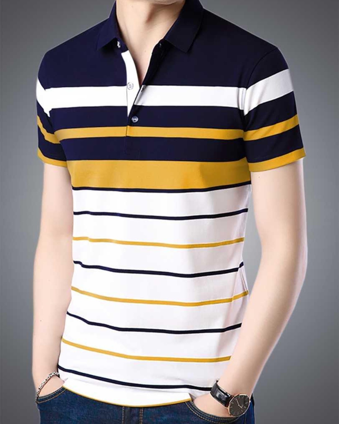 Buy Try This Men's Yellow Striped T-shirt for Men Yellow Online at Bewakoof