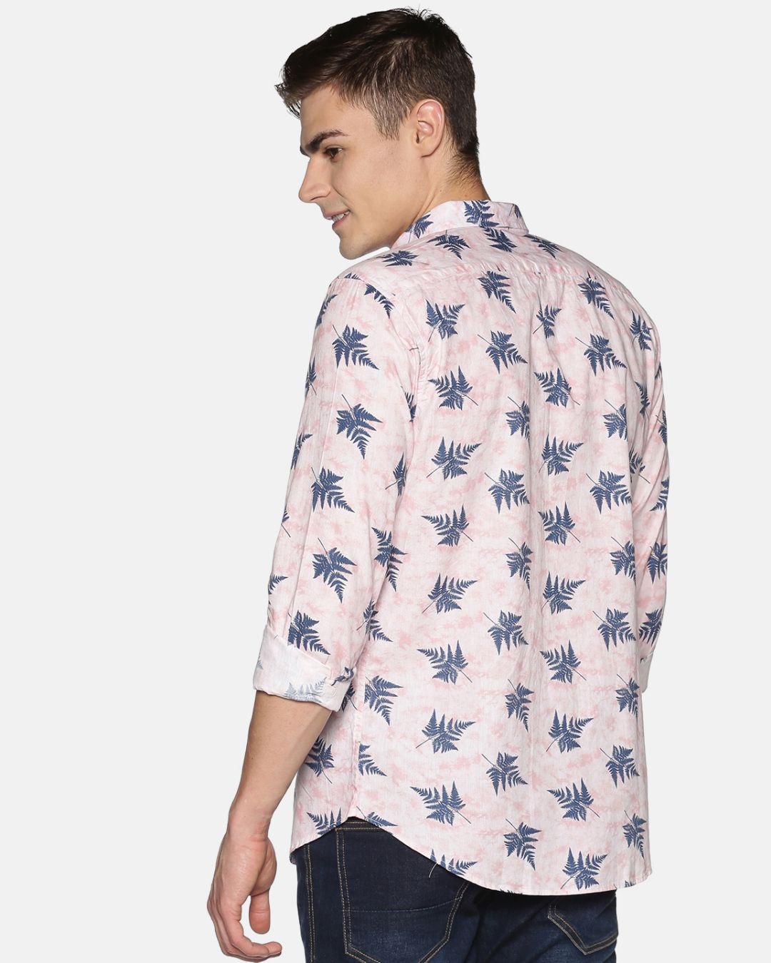 Shop Men Full Sleeve Cotton Printed Pink Blue Shirt-Design