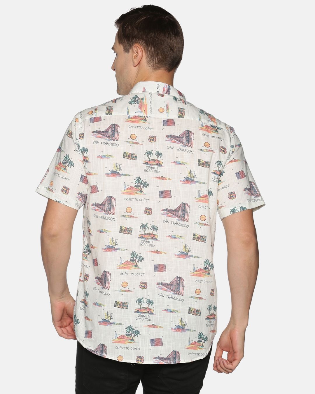 Shop Men Short Sleeve Cotton Printed Graphic White Sanfrancisco Shirt-Design