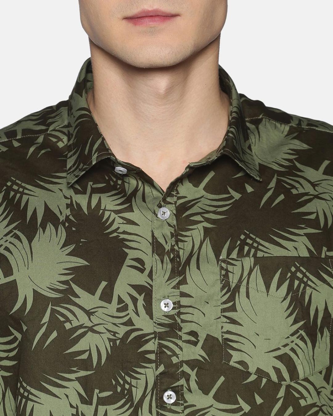 Shop Men Short Sleeve Cotton Printed Green Camouflage Shirt