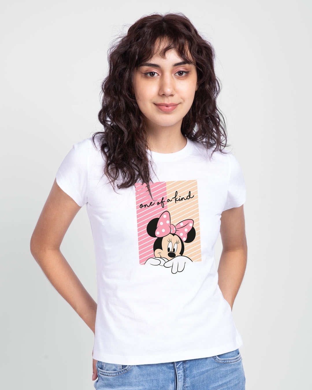 Shop Women's White Unique Minnie Graphic Printed T-shirt-Front