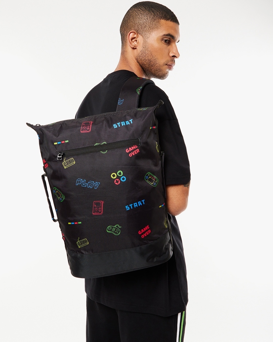 Shop Unisex Black All Over Printed Laptop Bag-Front