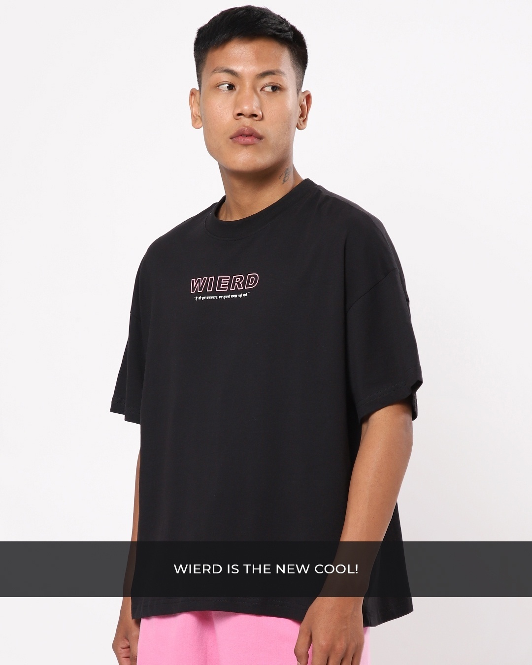 Shop Unisex Black Wierd Typography T-shirt-Back