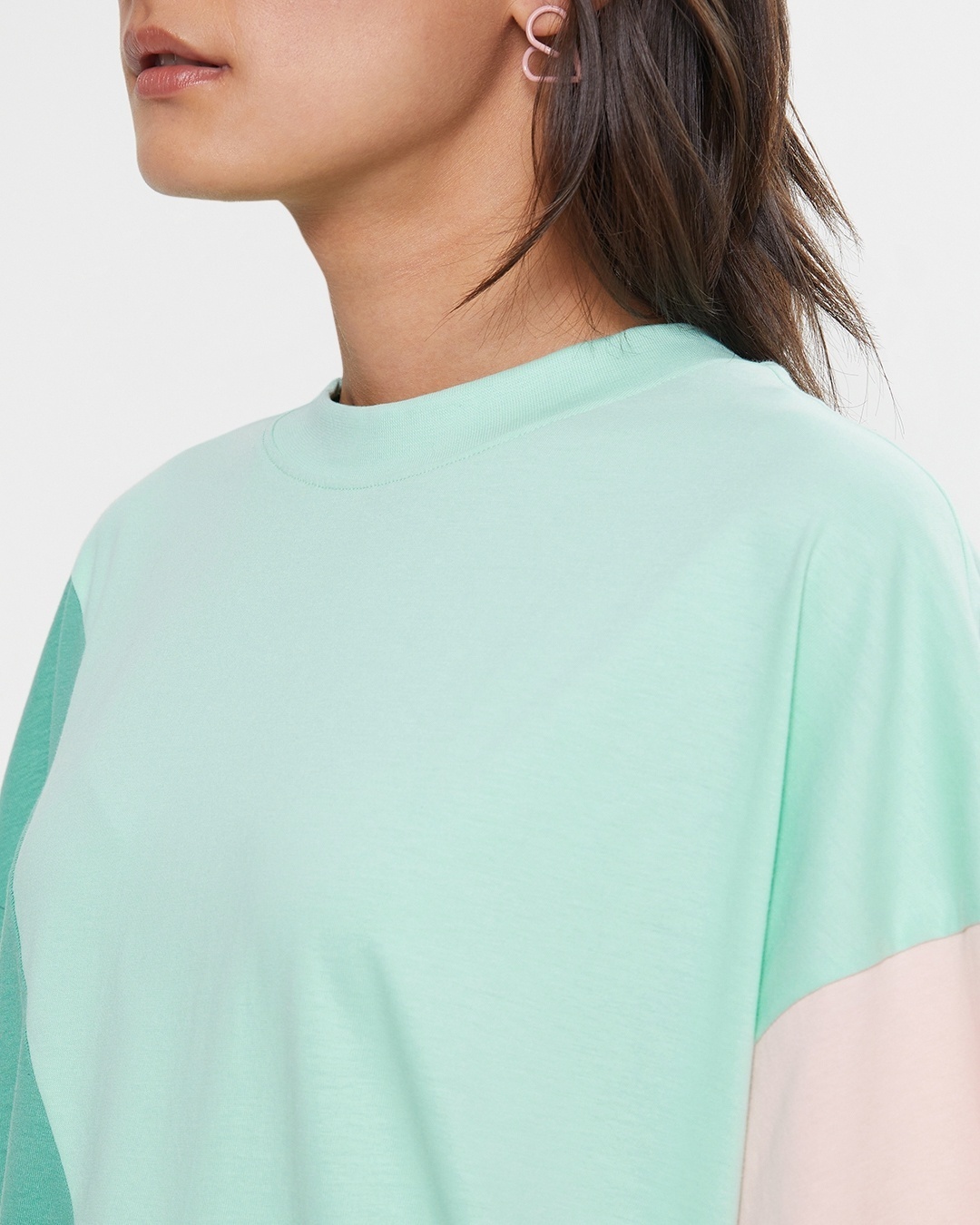 Shop Unisex Green & Pink Sun-Kissed Color Block T-shirt