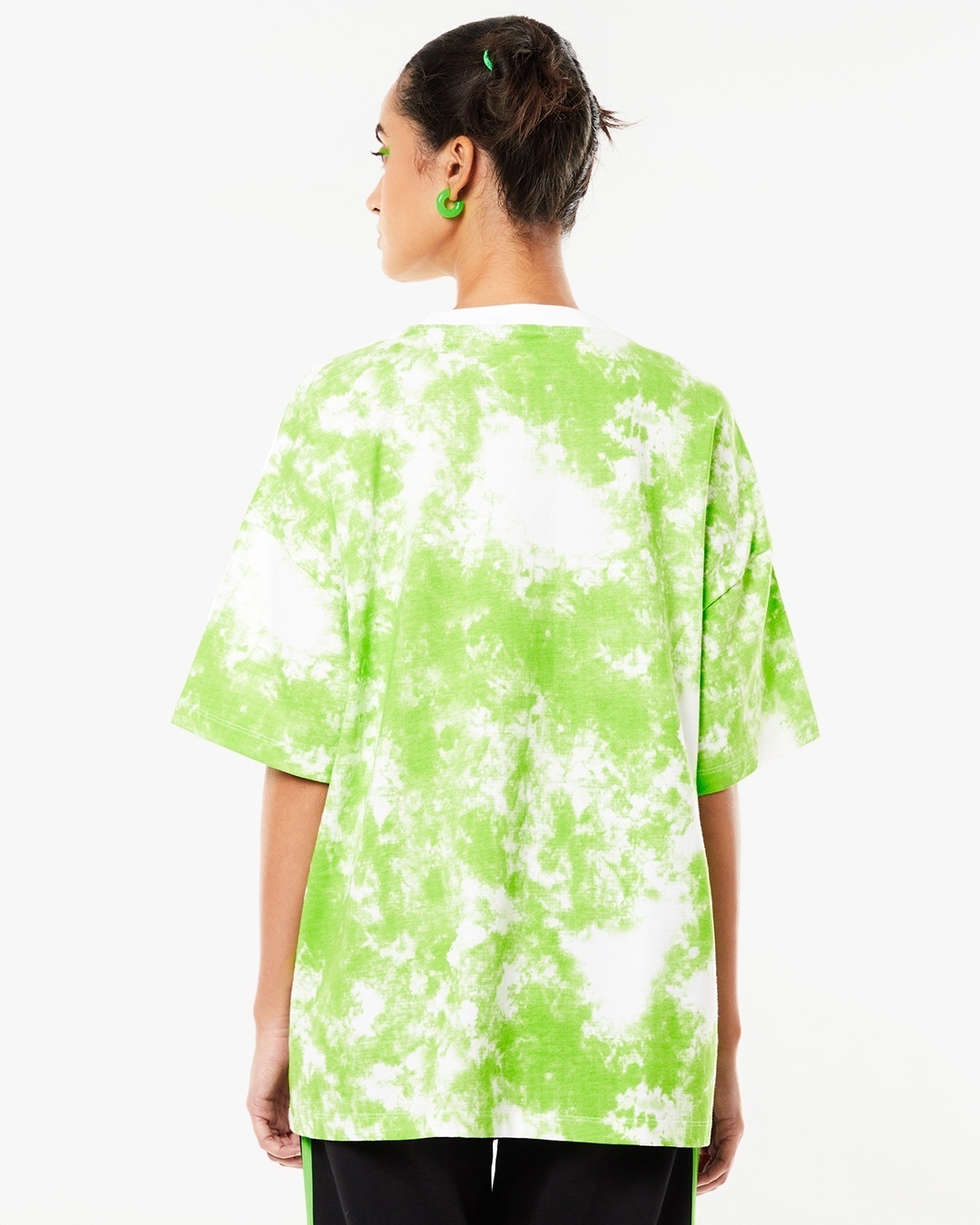 Shop Unisex Green & White Level Up Tie & Dye Typography T-shirt