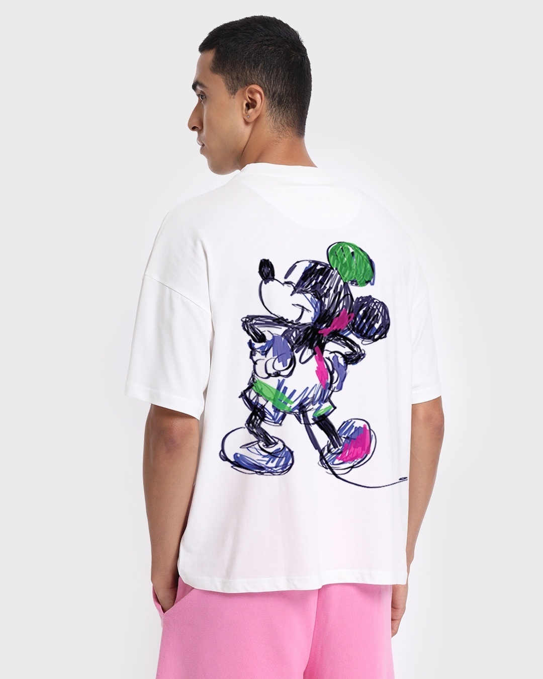 Shop Unisex White Artistic Mickey Graphic Printed T-shirt-Full