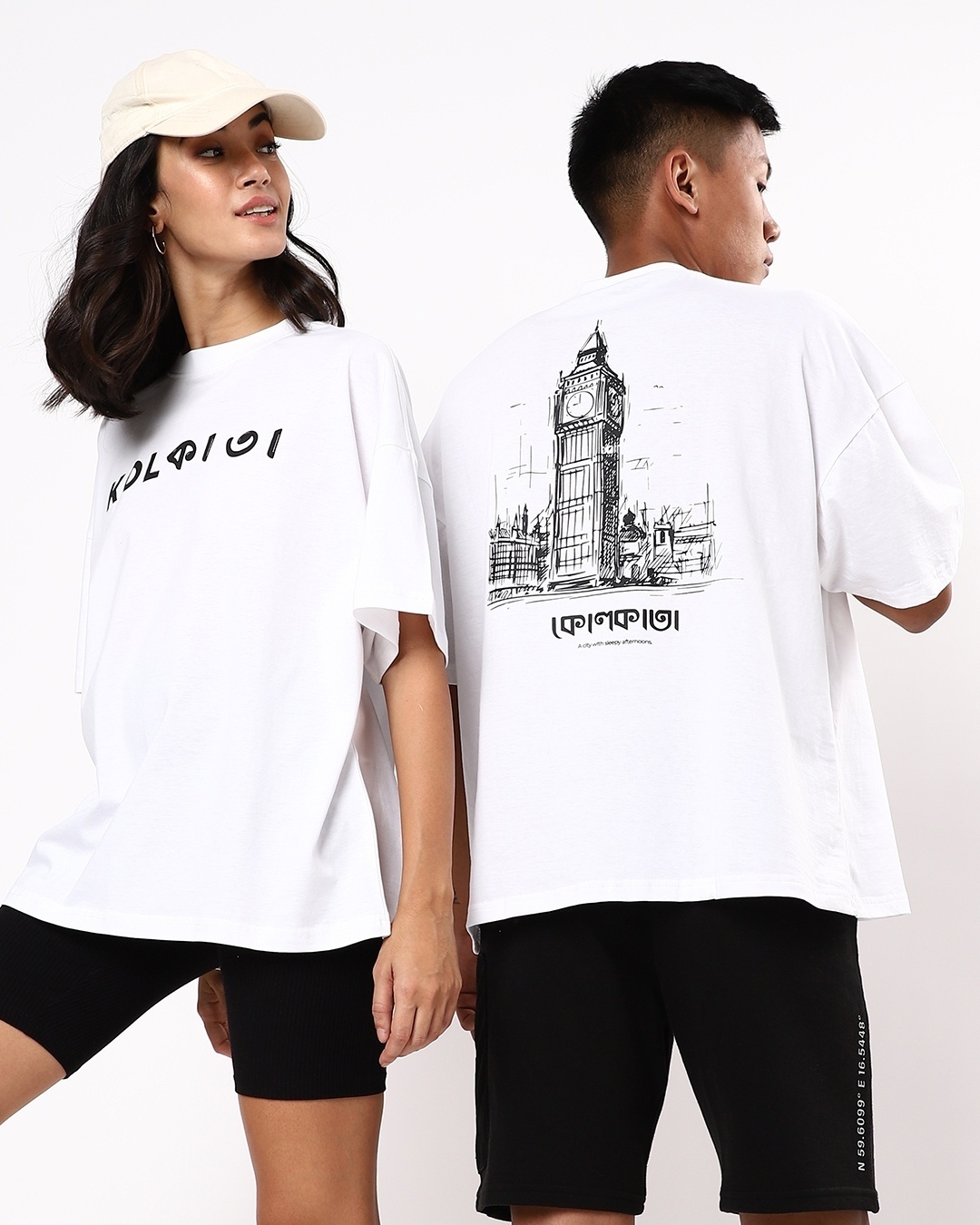 Shop Unisex White Kol Typography T-shirt-Front
