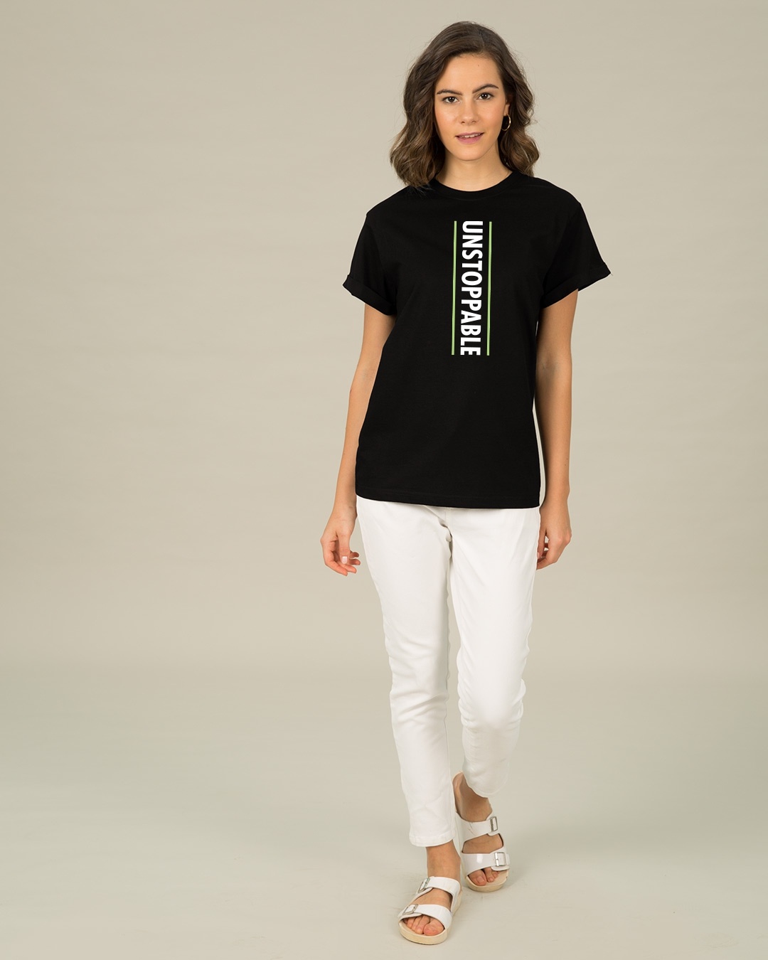 Buy Unstoppable Neon Boyfriend T-Shirt for Women black Online at Bewakoof
