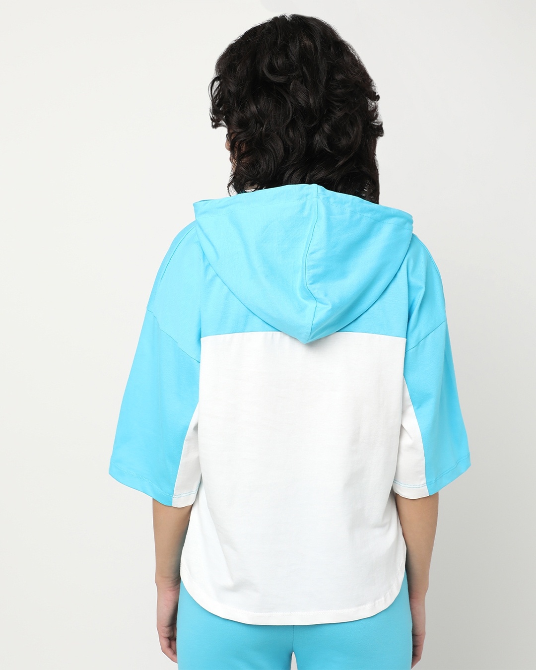 Shop Upbeat Blue Color Block Hoodie T-shirt-Design