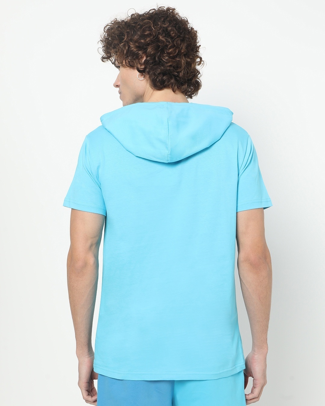 Shop Upbeat Blue Half Sleeve Hoodie T-shirt-Design
