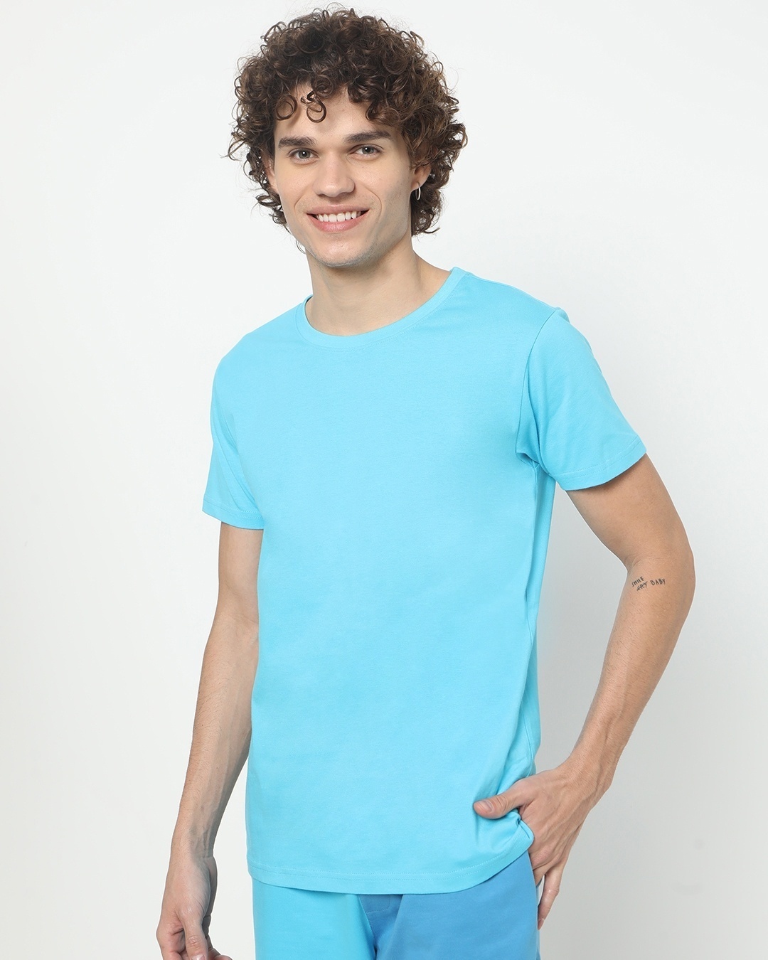 Shop Upbeat Blue Half Sleeve T-shirt-Back
