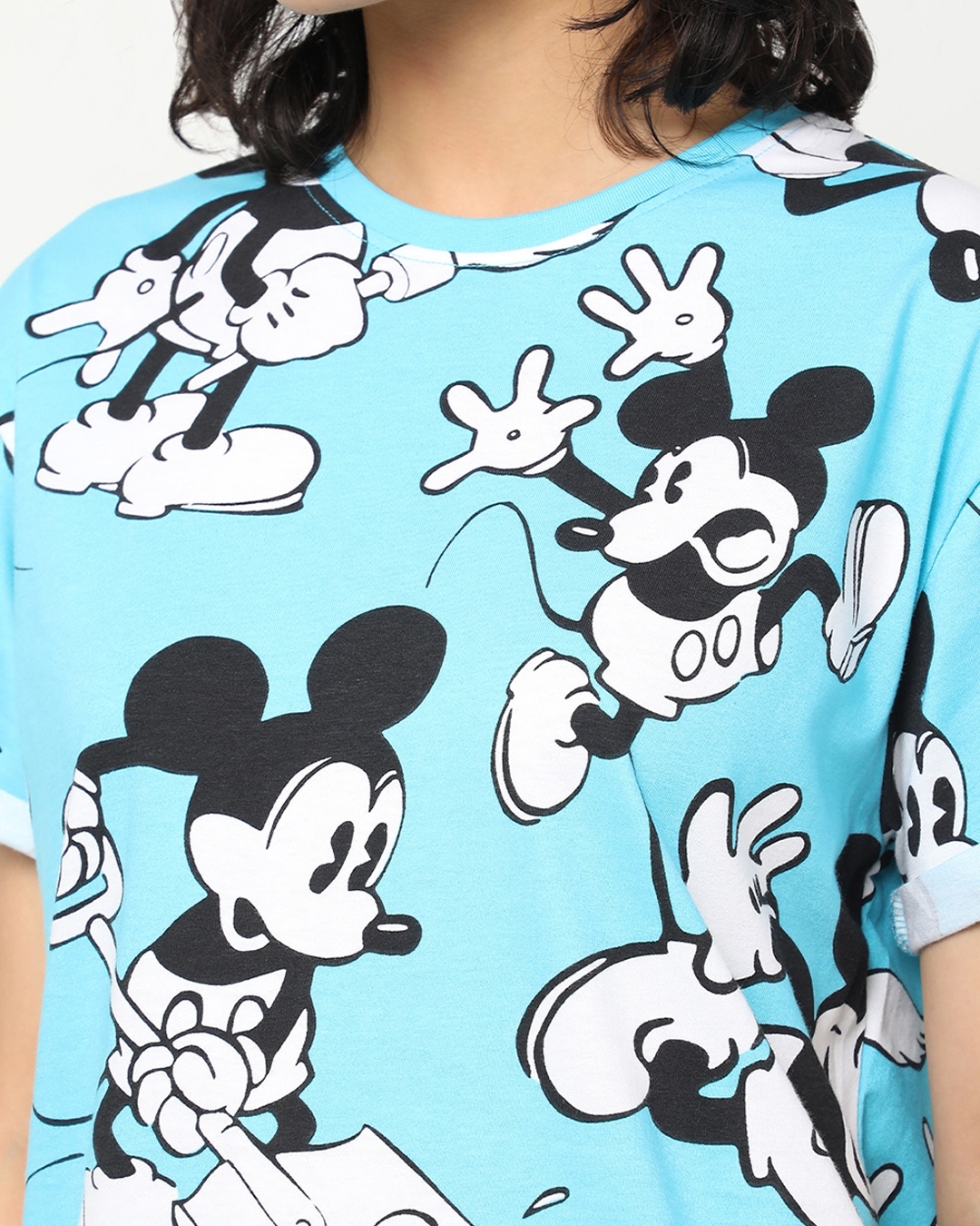 Shop Upbeat Blue Mickey AOP Half Sleeve T-shirt