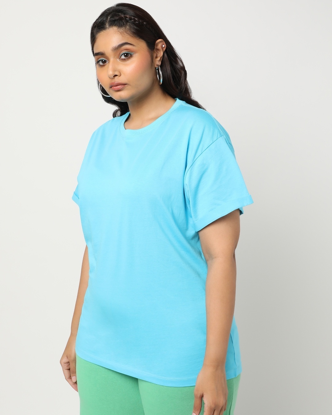 Shop Upbeat Blue Plus Size Boyfriend T-shirt-Back