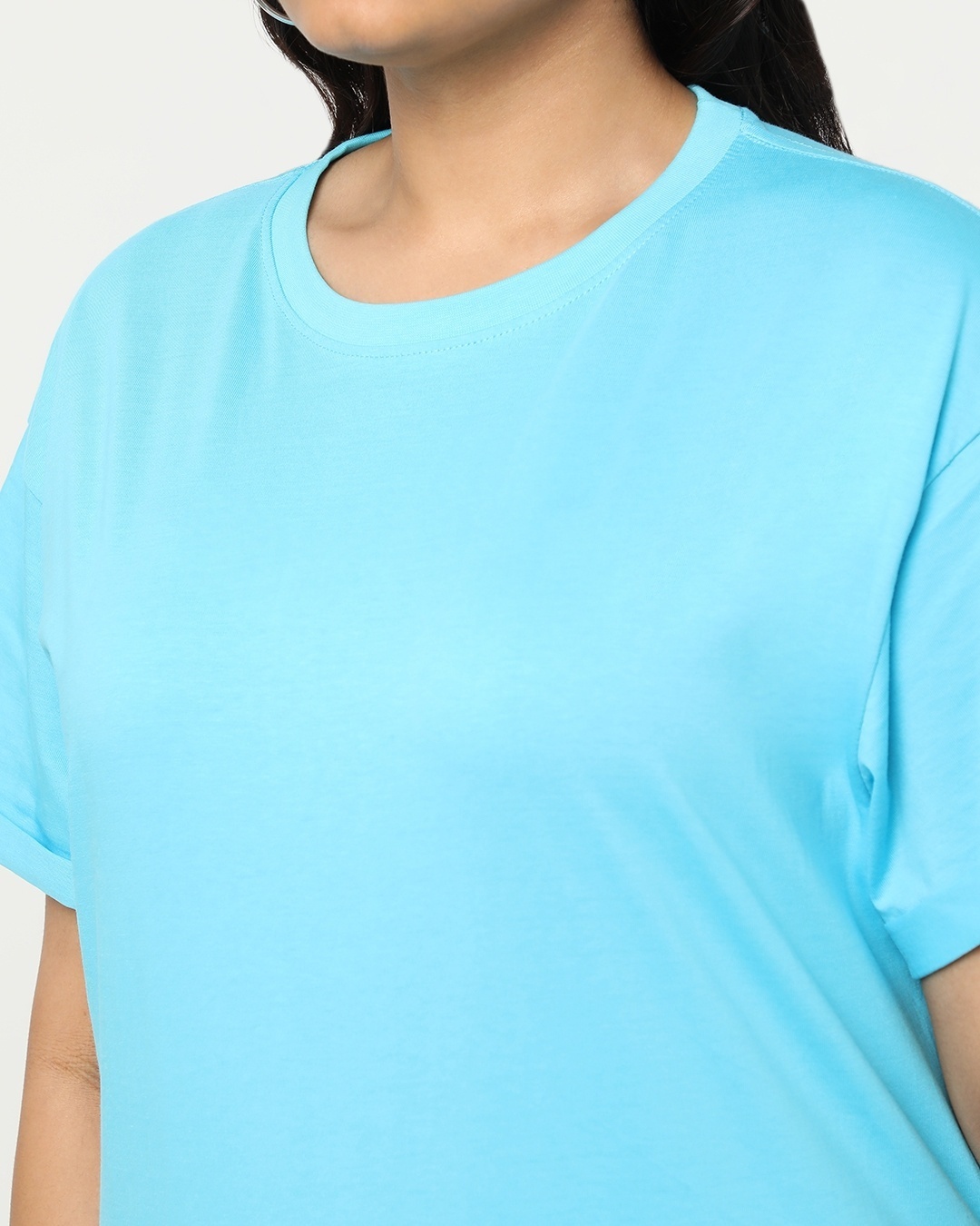 Shop Upbeat Blue Plus Size Boyfriend T-shirt
