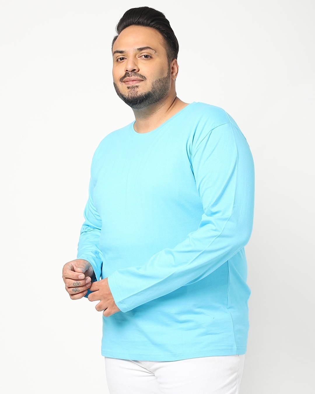 Shop Upbeat Blue Plus Size Full Sleeve T-shirt-Back