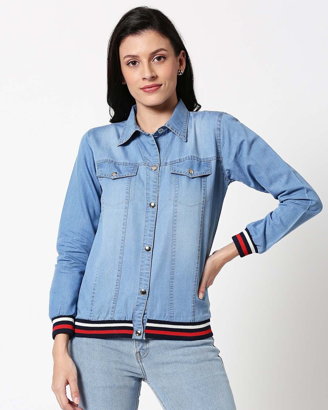 Buy Varsity Blue Denim Jacket for Women 