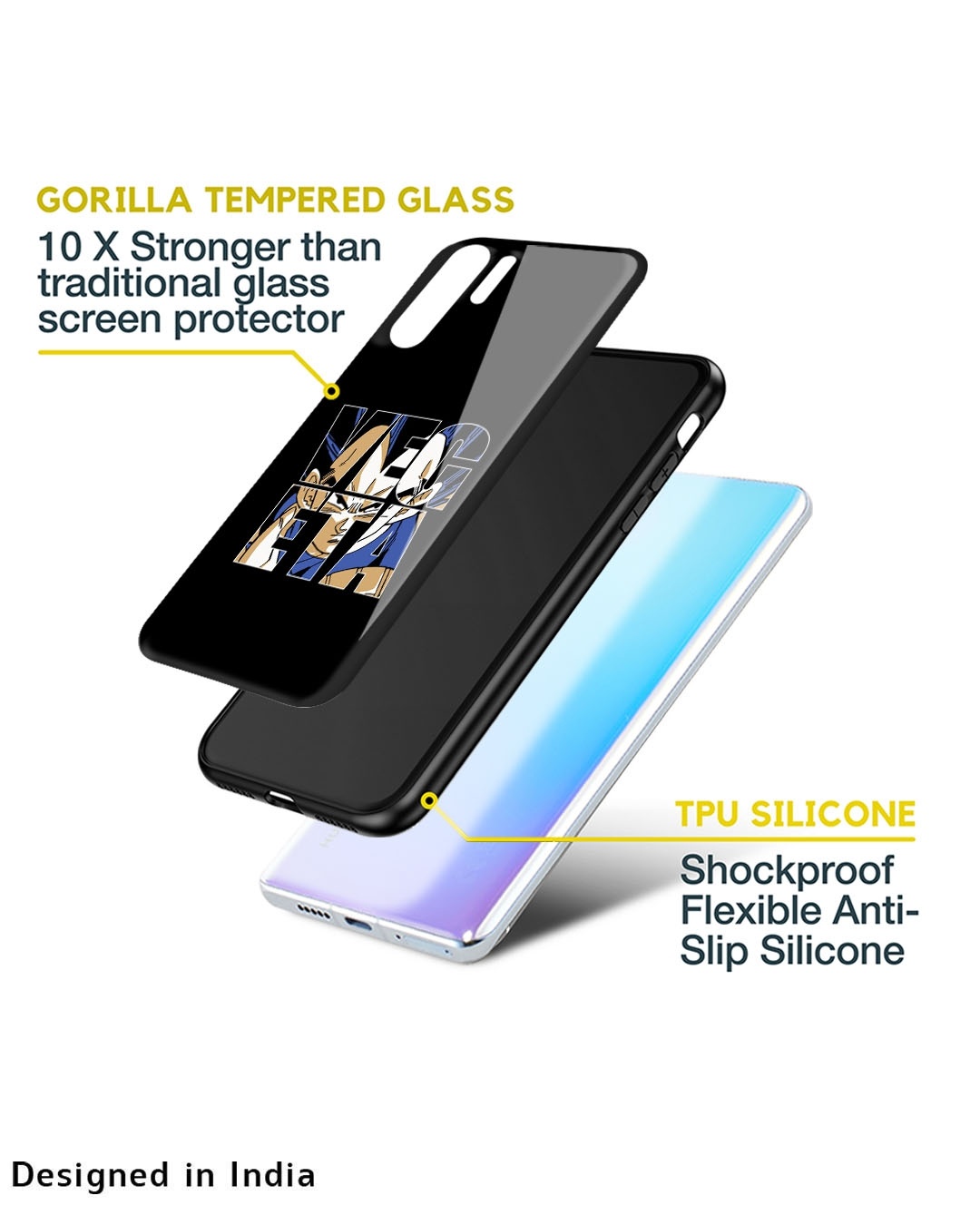 Shop Vegeta Clipart Premium Glass Case for Apple iPhone XS (Shock Proof,Scratch Resistant)-Design