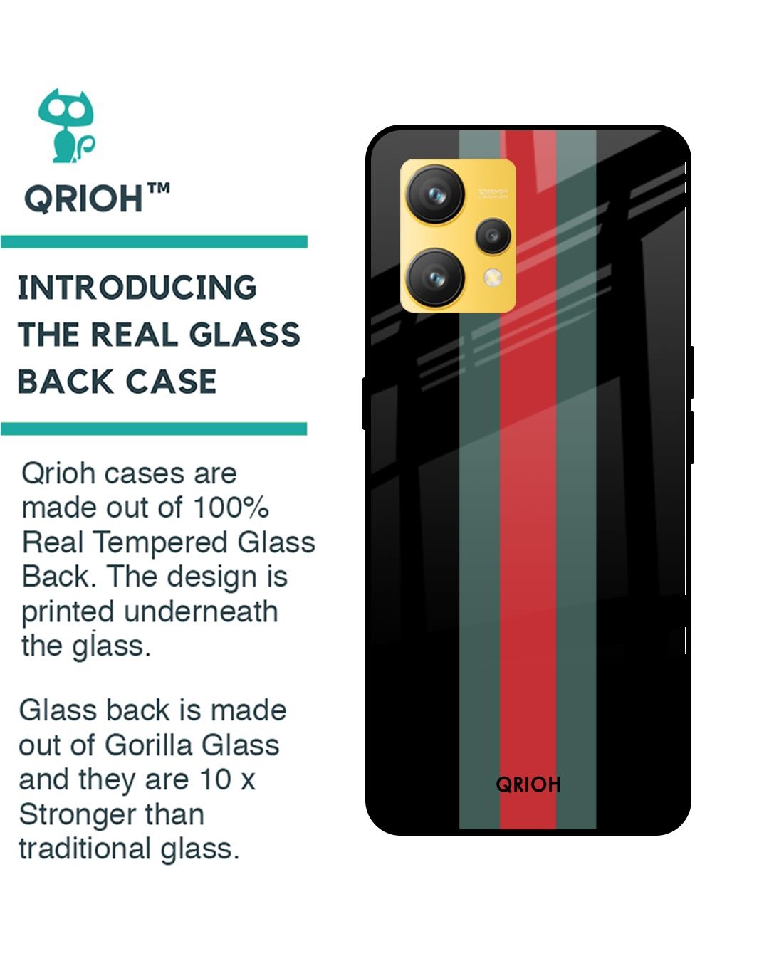 Shop Vertical Stripes Printed Premium Glass Cover for Realme 9 4G (Shock Proof, Scratch Resistant)-Back