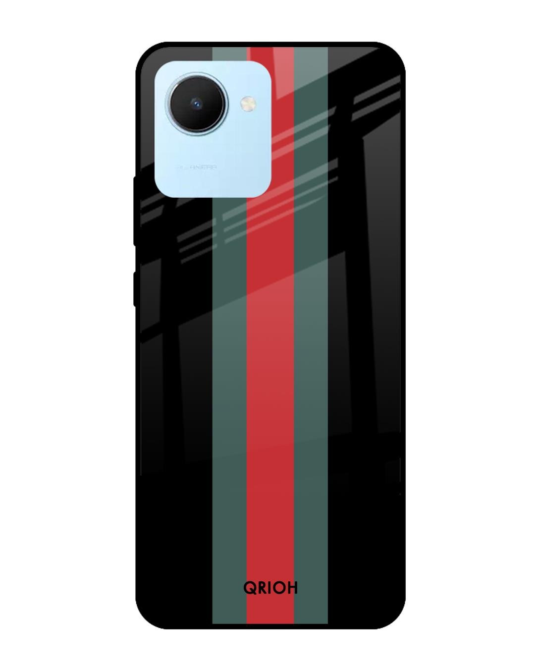 Shop Vertical Stripes Printed Premium Glass Cover for Realme C30 (Shock Proof, Scratch Resistant)-Front