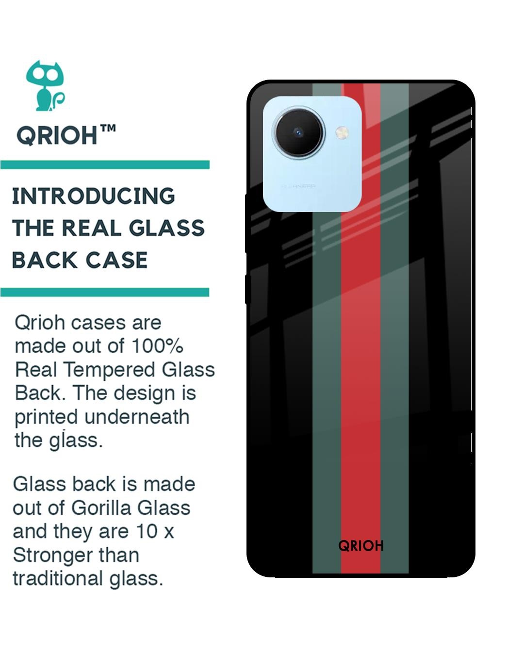 Shop Vertical Stripes Printed Premium Glass Cover for Realme C30 (Shock Proof, Scratch Resistant)-Back