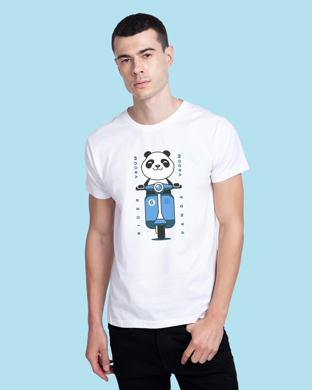 Shop Vroom Panda Half Sleeve T-Shirt-Front