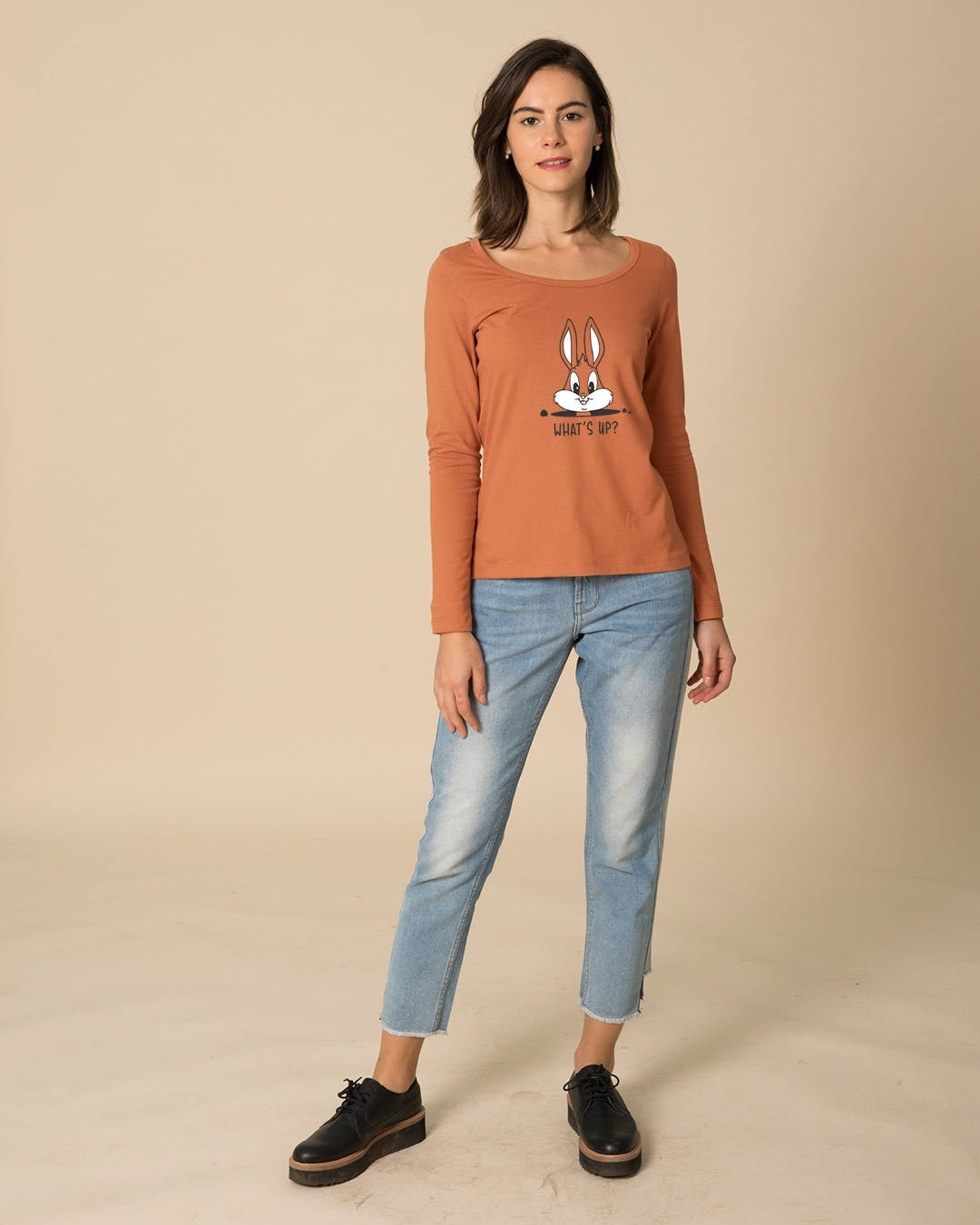 Shop Watsup Bunny Scoop Neck Full Sleeve T-Shirt-Design
