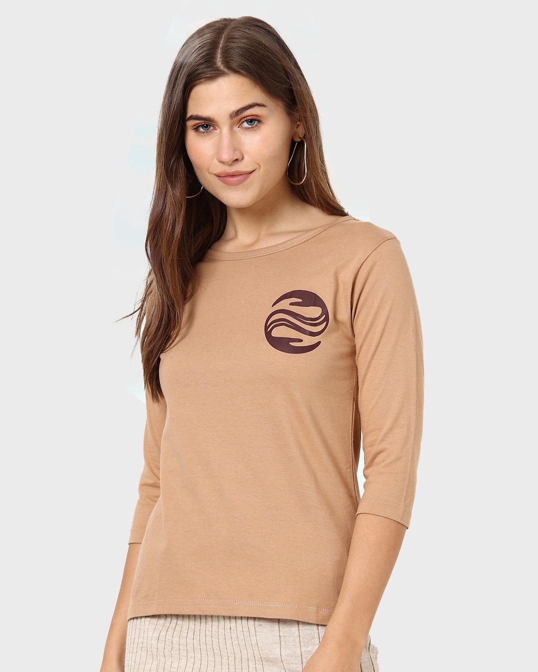Shop Wave Reflect Round Neck 3/4th Sleeve T-Shirt-Back