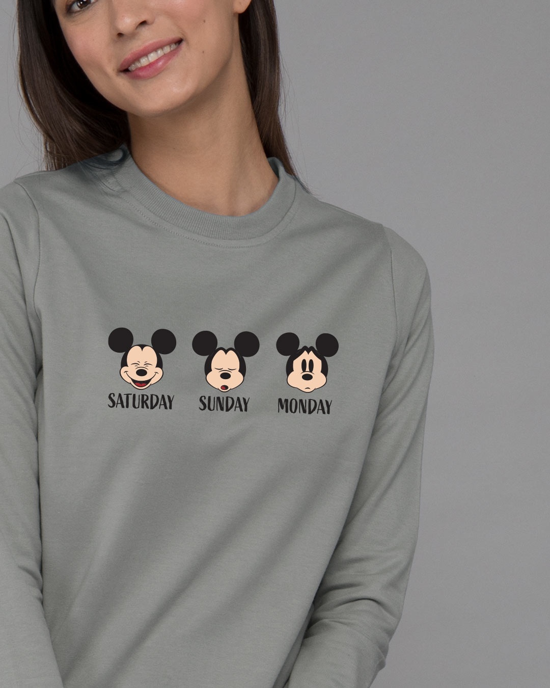 Shop Weekend Mood Mickey Fleece Light Sweatshirt (DL)-Front