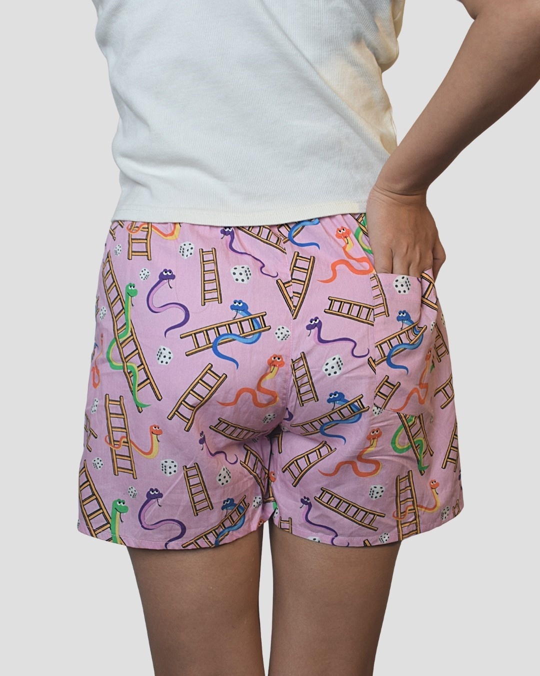 Shop Whats Down Pink Snakes And Lads Womens Boxers-Back