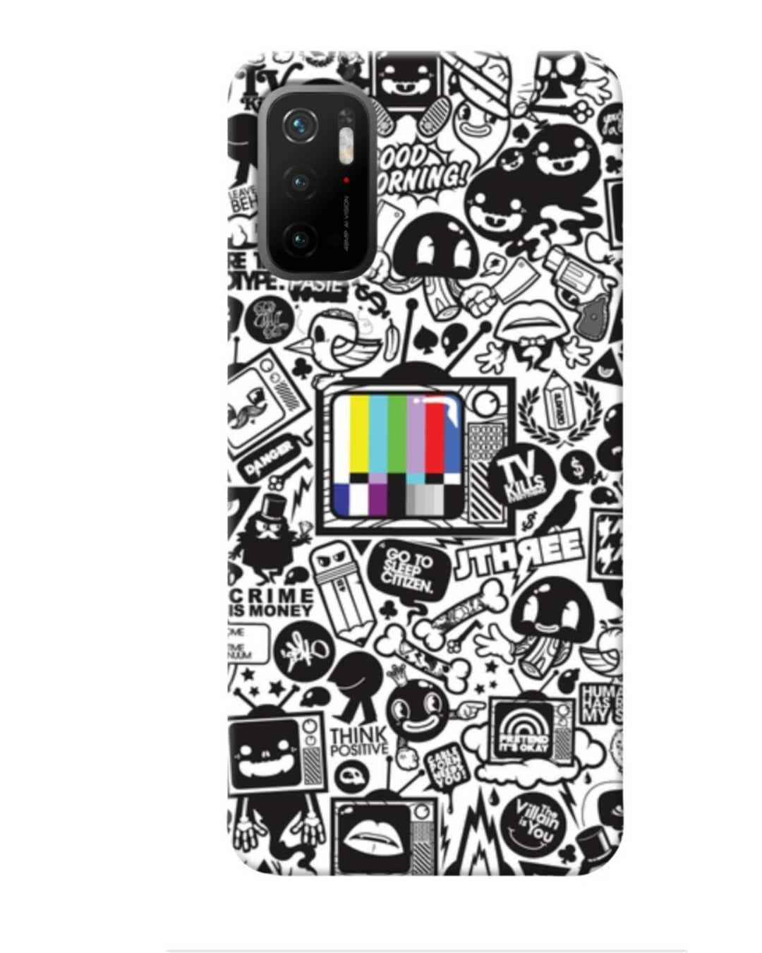 Shop White Abstract Printed Designer Hard Cover For Poco M3 Pro (Impact Resistant, Matte Finish)-Front