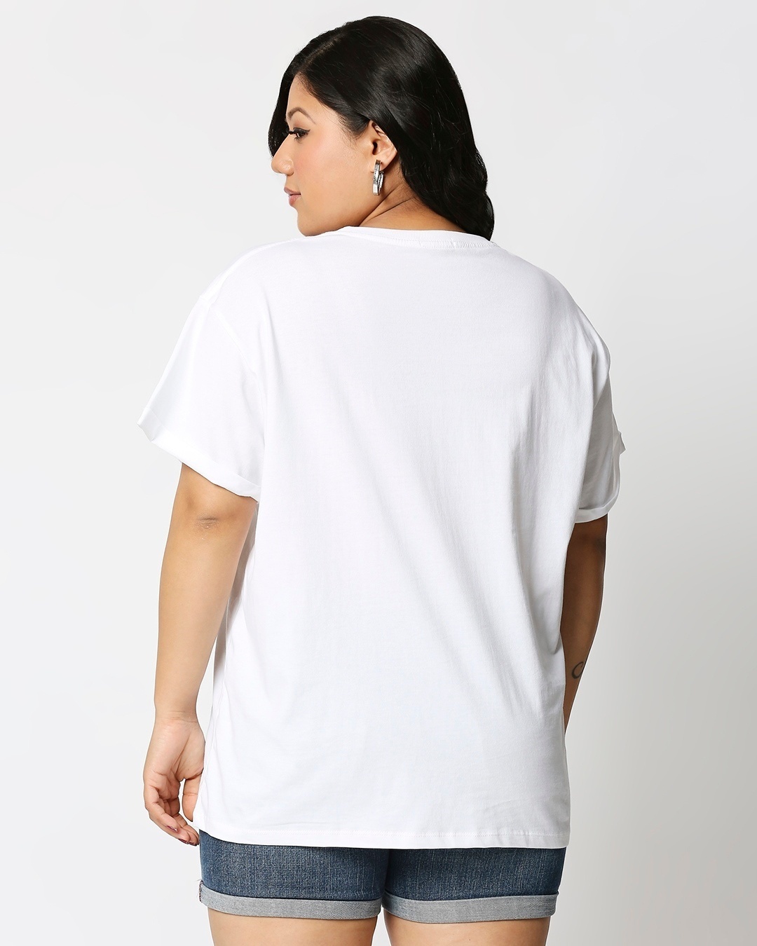 Shop White Boyfriend Plus Size T-Shirt-Full