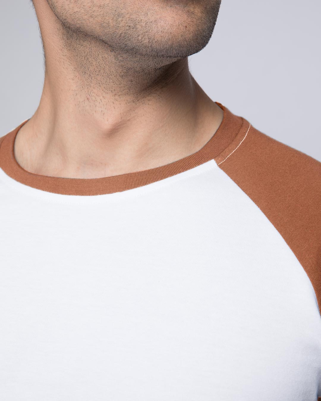 Shop White & Brown Half Sleeve Raglan T-Shirt-Full