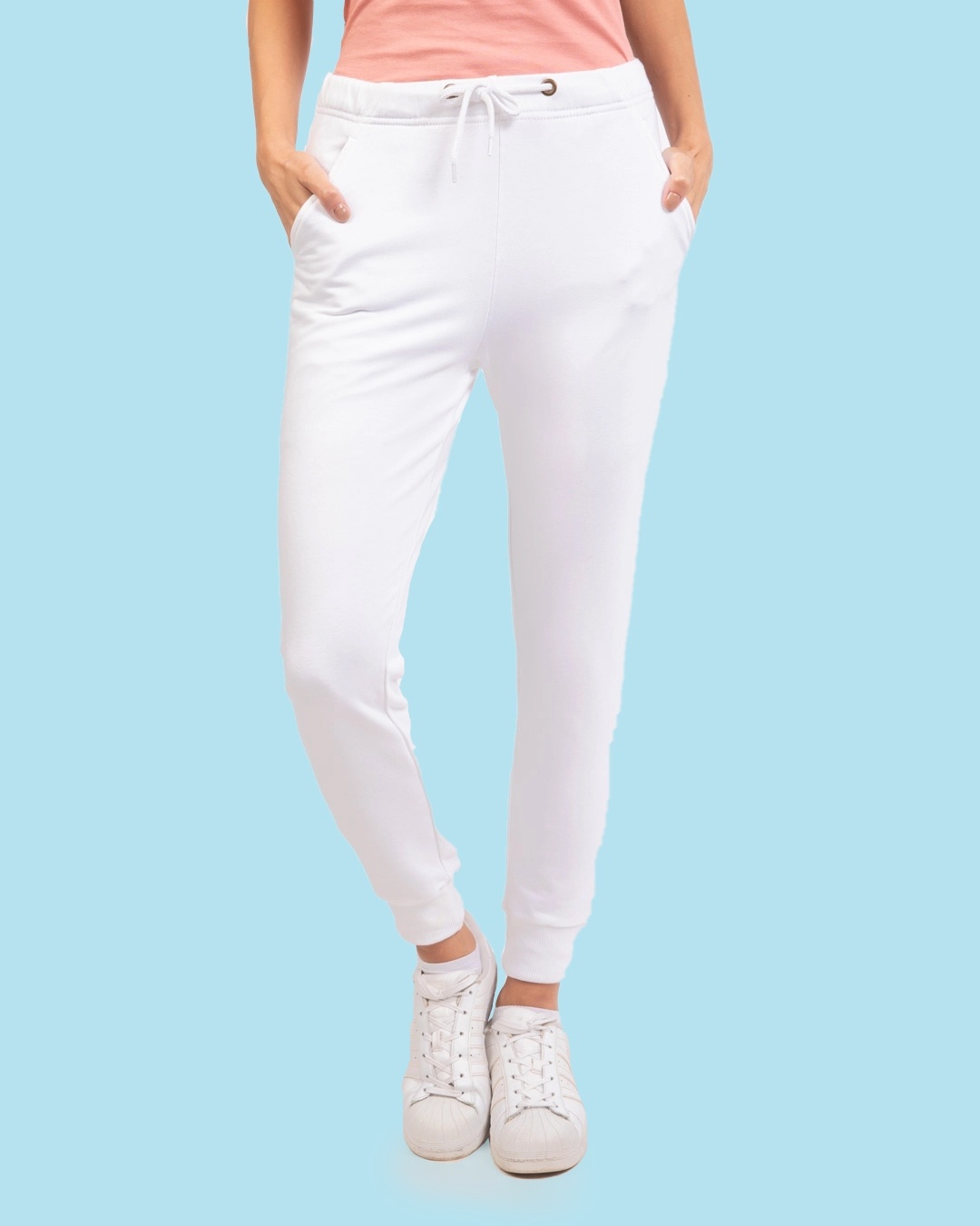 Shop White Casual Jogger Pants-Front