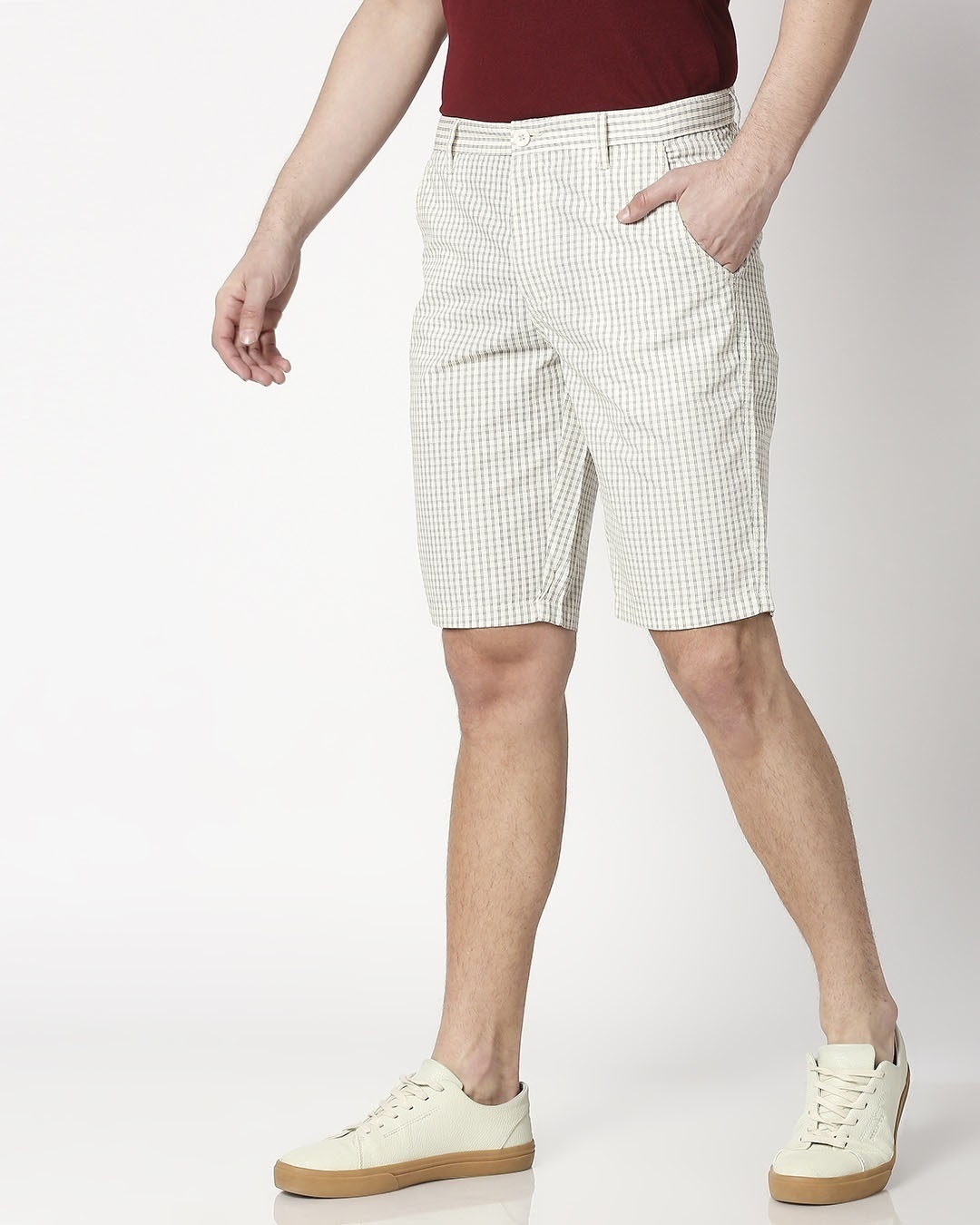 Shop White Checked Men's Shorts-Design