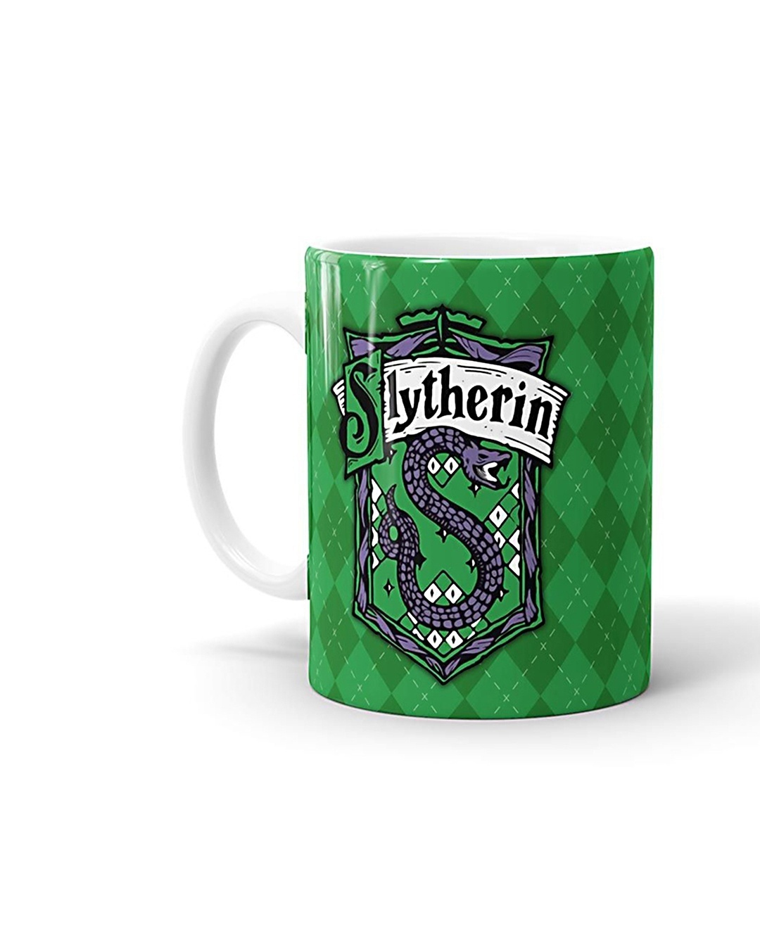 Shop White Crest Slytherin Pattern Coffee Mug-Front