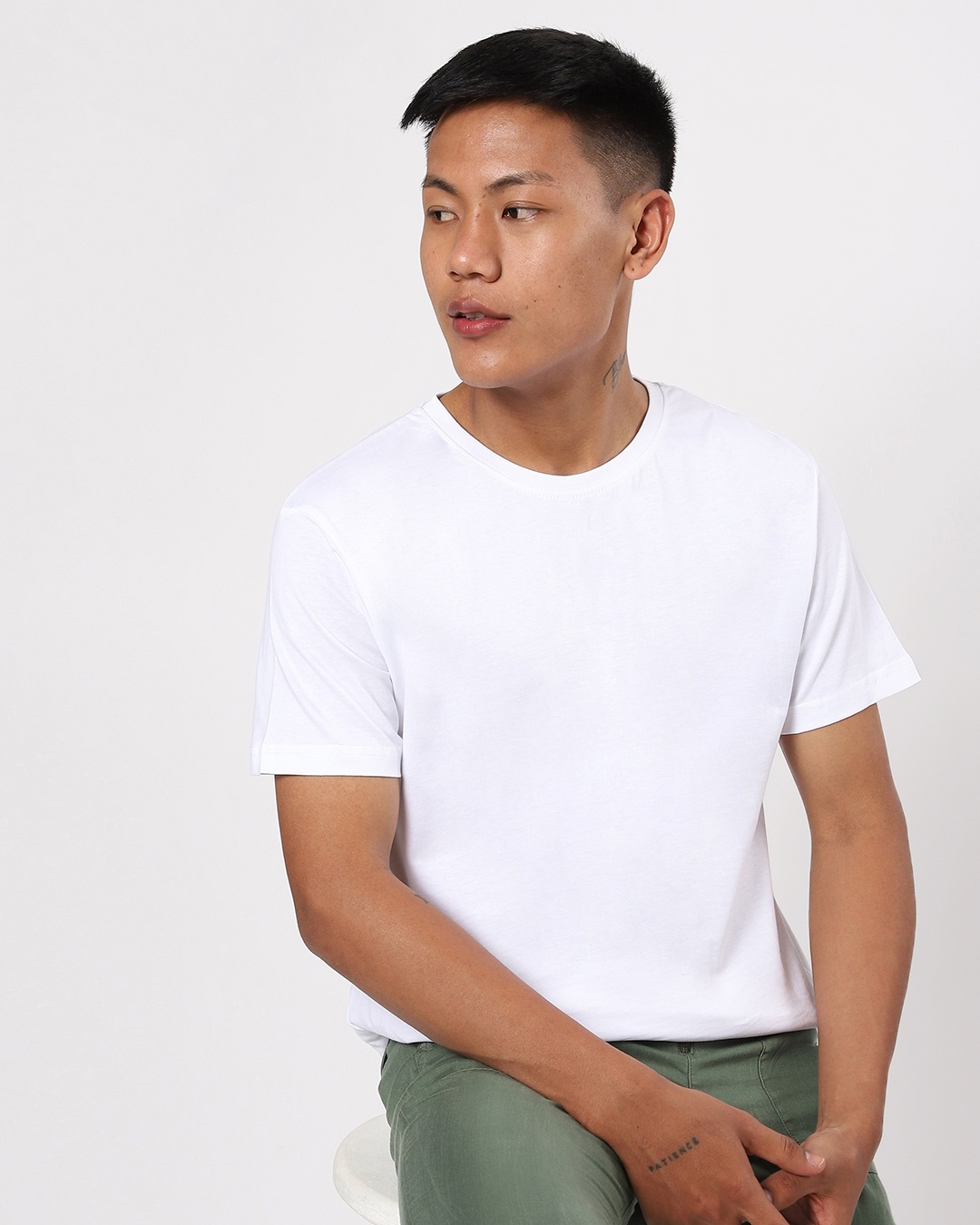 Shop White Half Sleeve T-Shirt-Front