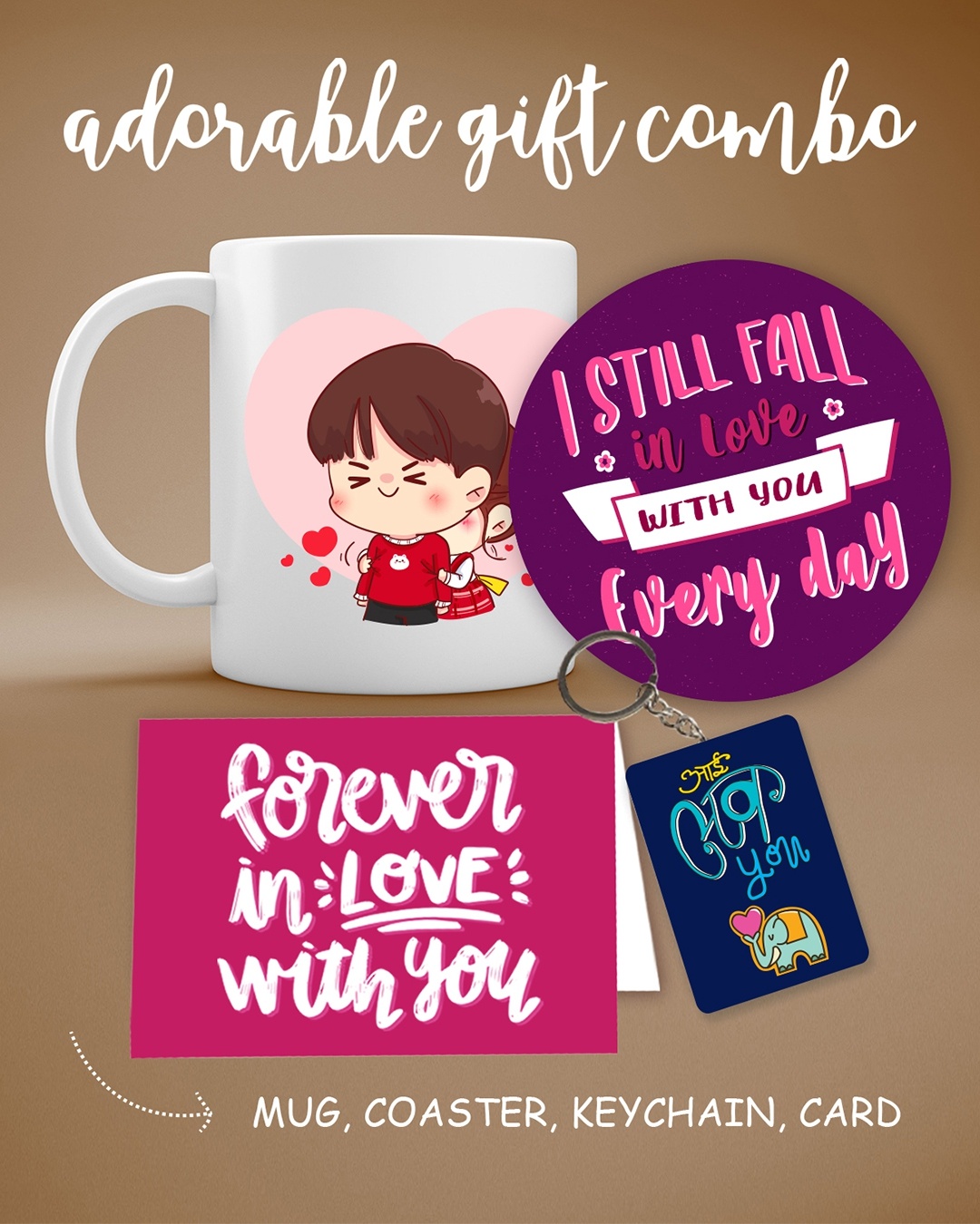 Shop White Love Story Printed Valentine Gift Set-Back
