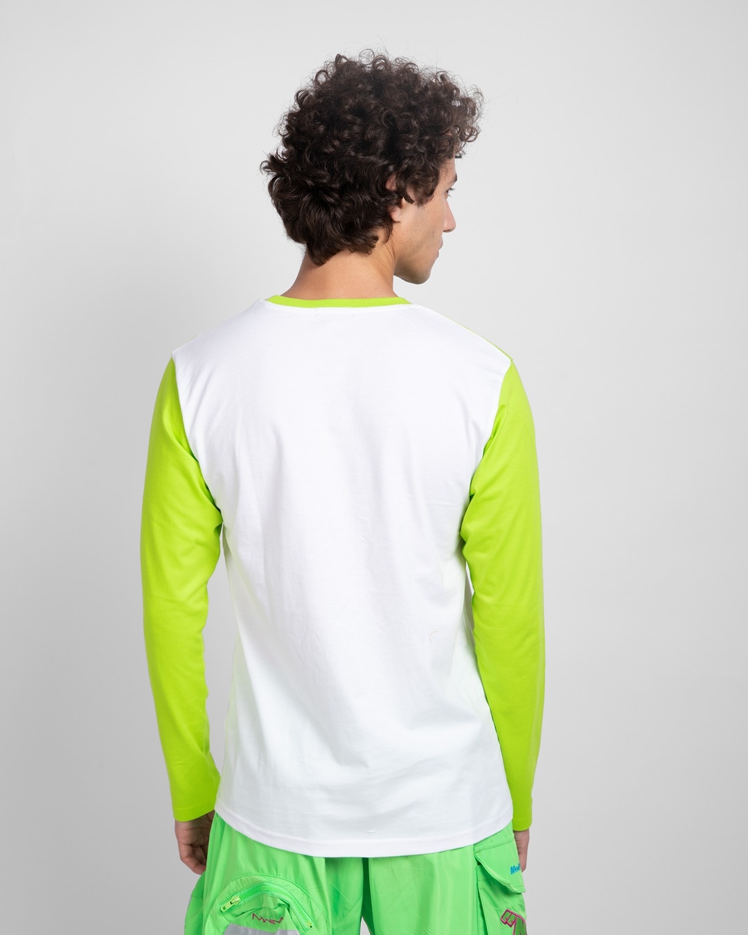 Shop White & Neon Green 90's Vibe Panel T-Shirt-Design