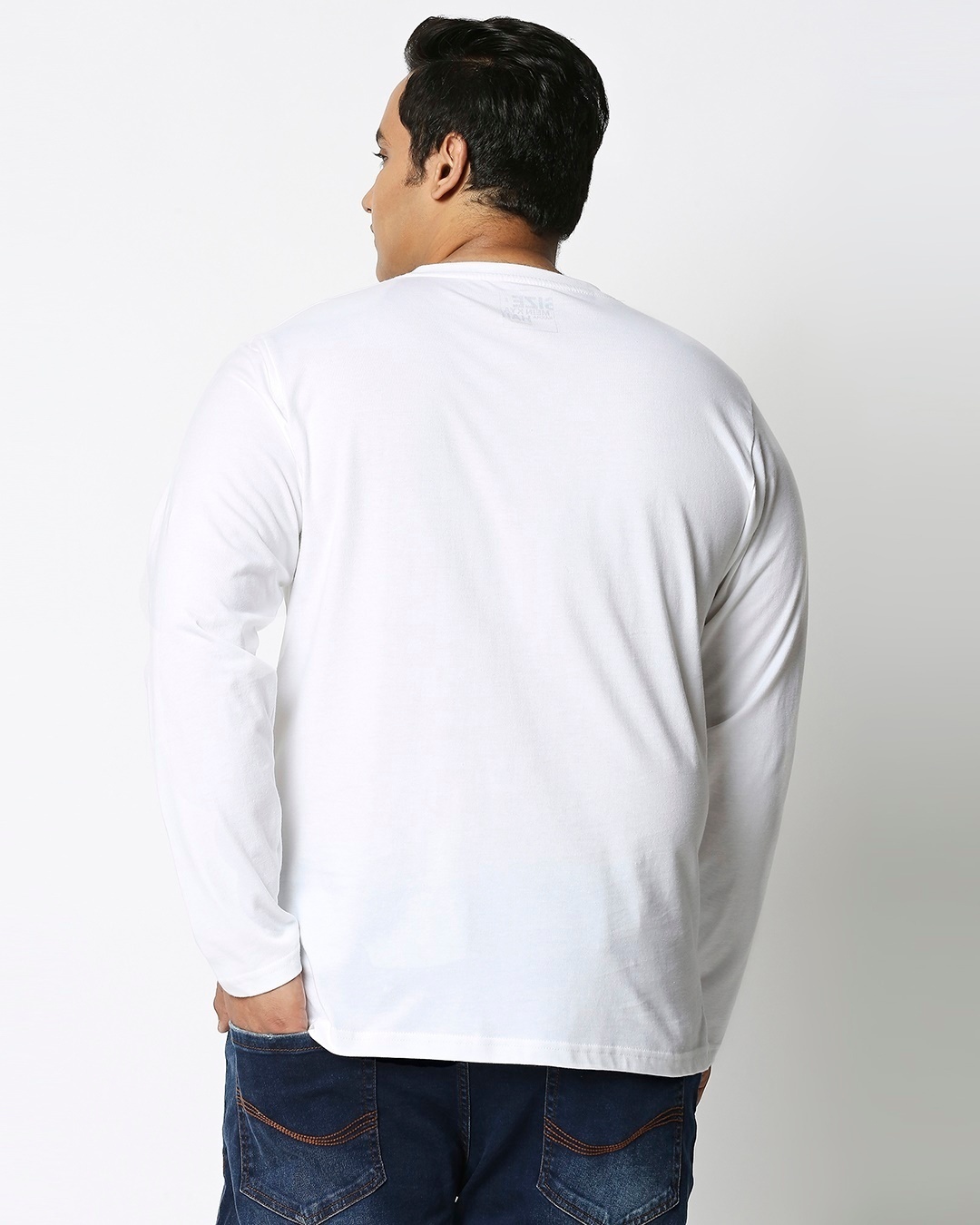 Shop White Plus Size Full Sleeve T-Shirt-Full