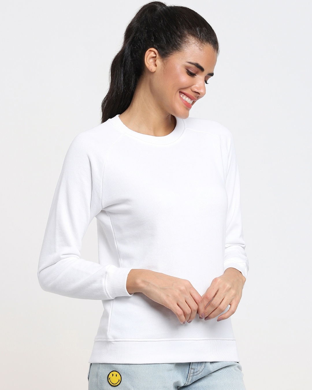 Shop White Raglan Sweatshirt-Back