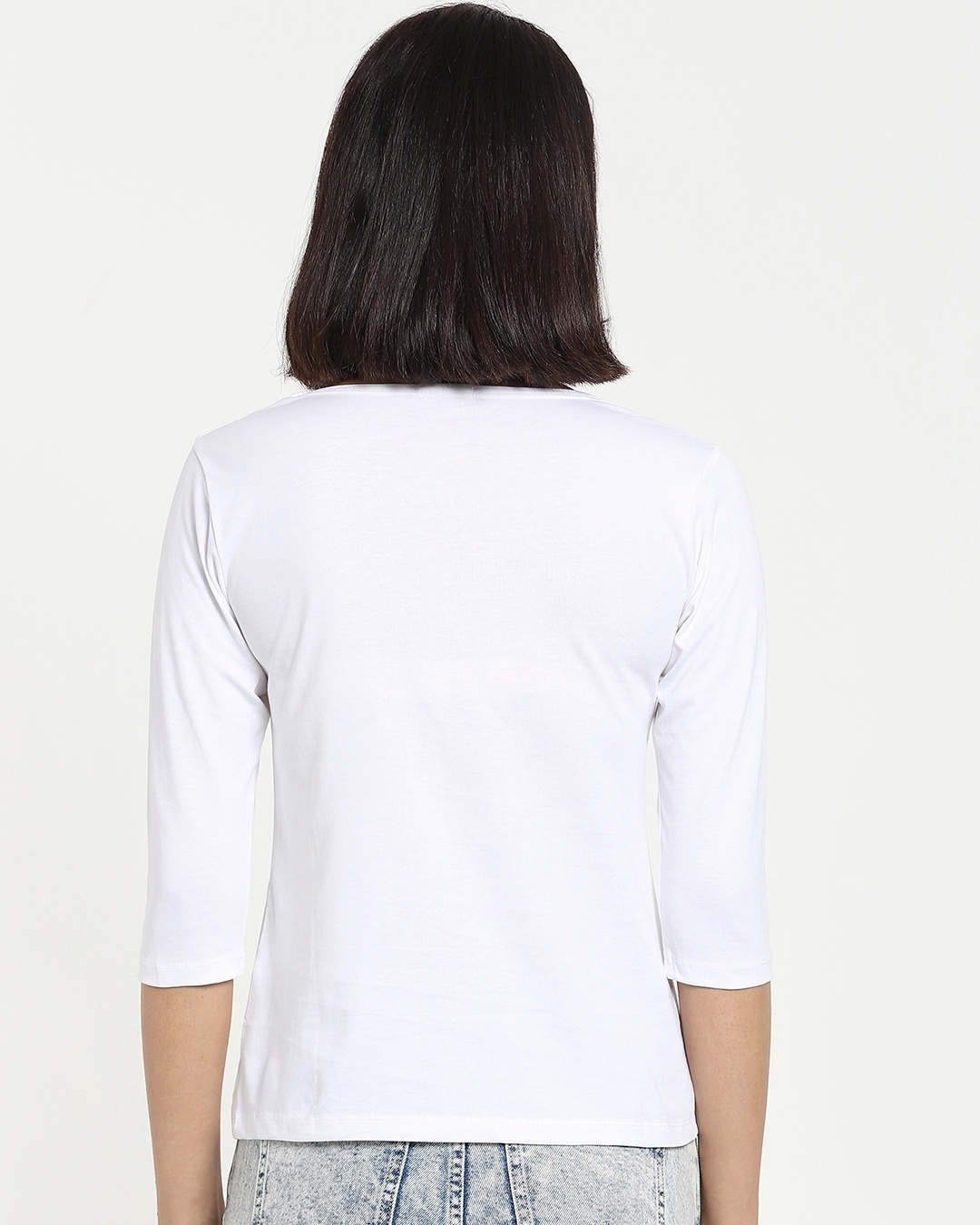 Shop White Round Neck 3/4th Sleeve T-Shirt-Design