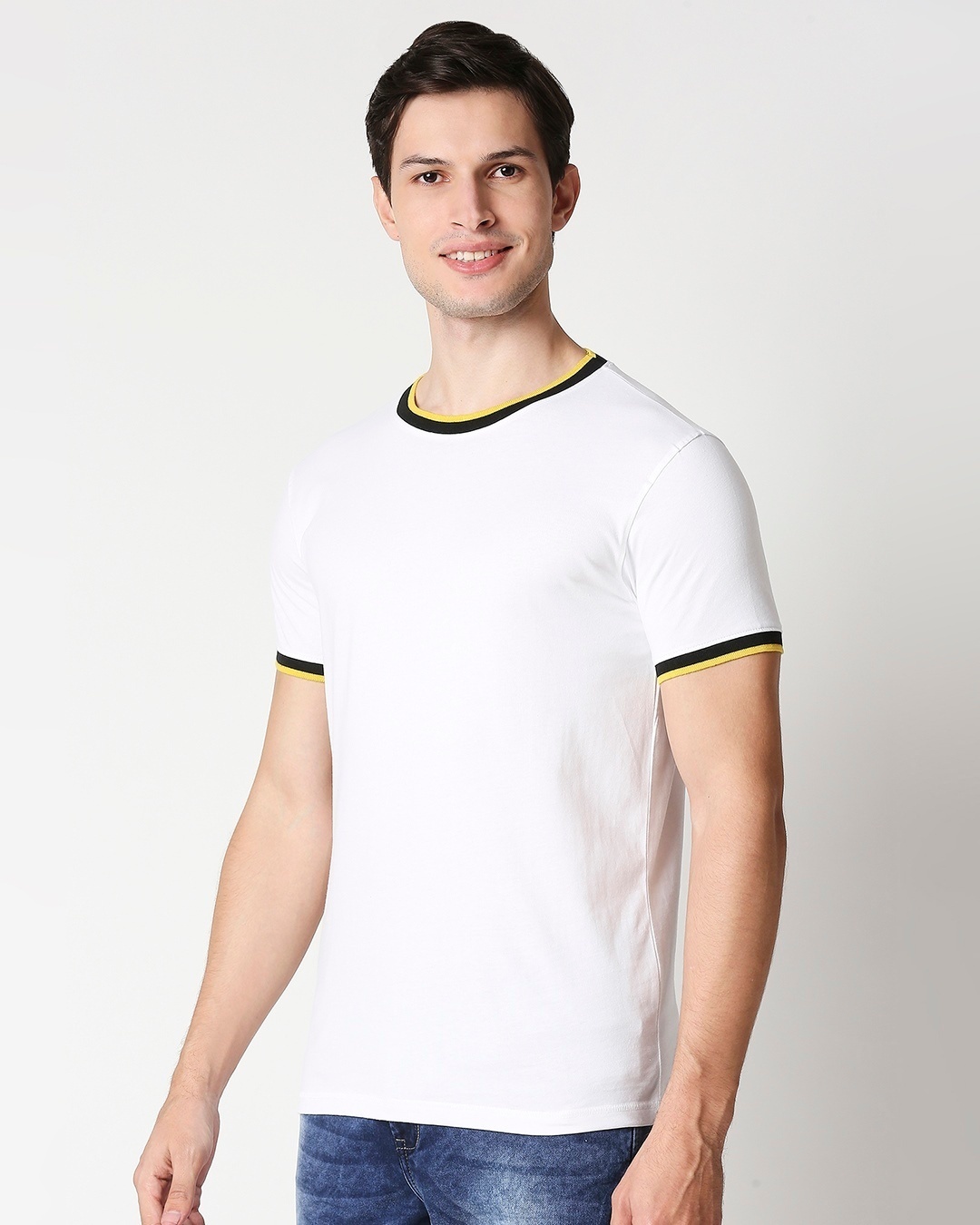 Shop White Round neck Varsity H/S T-shirt-Design