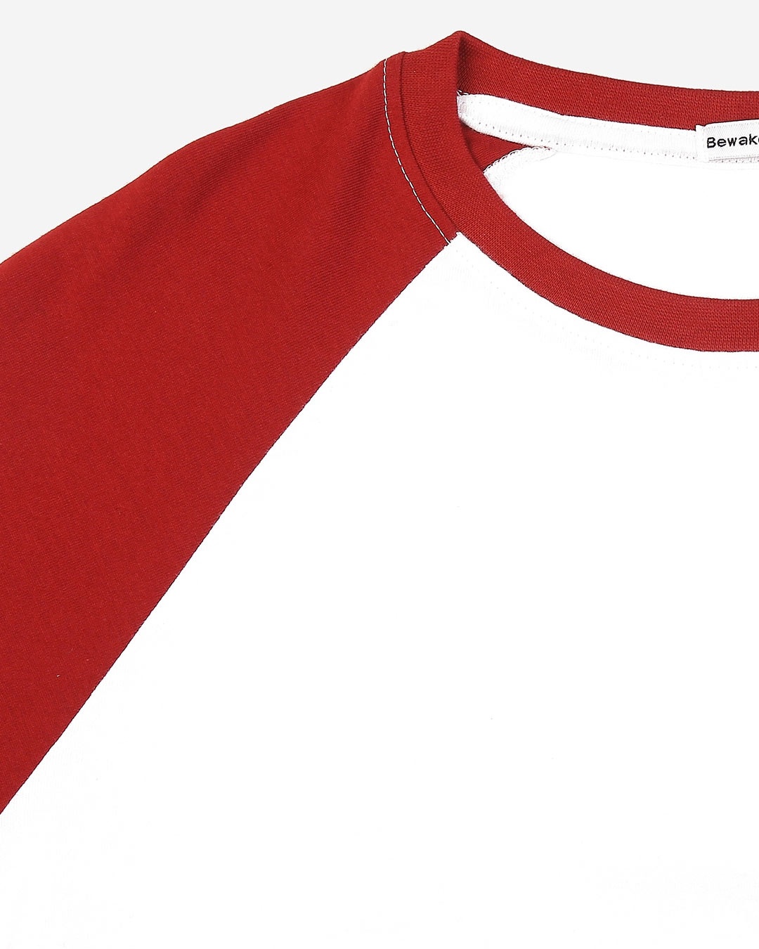Shop White-Scarlet Red Full Sleeve Raglan T-Shirt