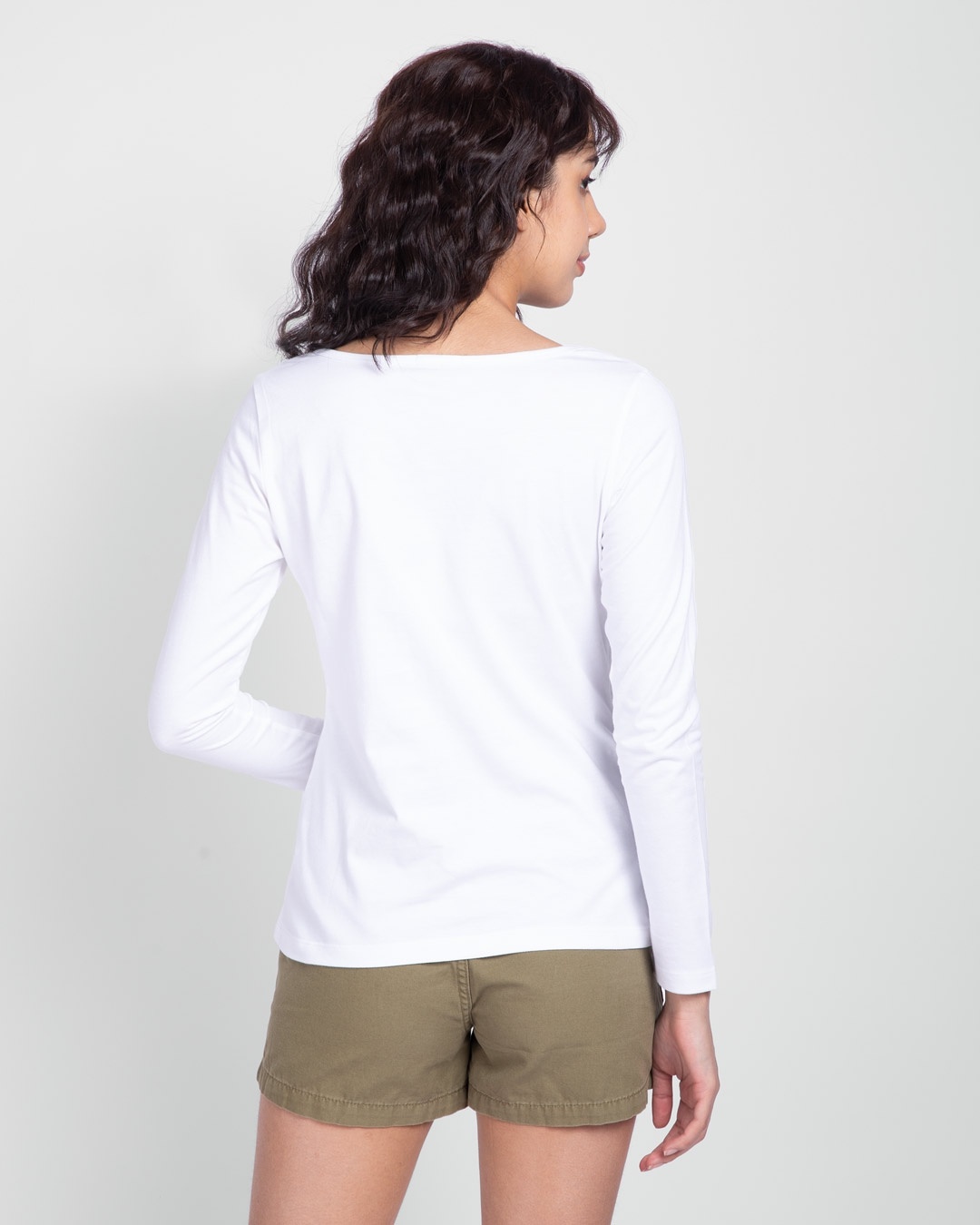 Shop White Scoop Neck Full Sleeve T-Shirt-Design
